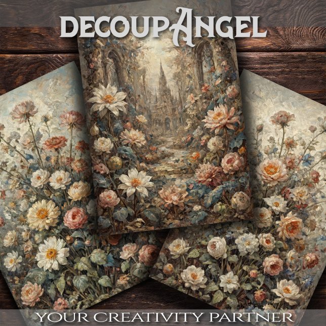 Set of 3 - Timeless Flower Beauty - Decoupage - Wrapping Paper Sheet (Creator Uploaded)