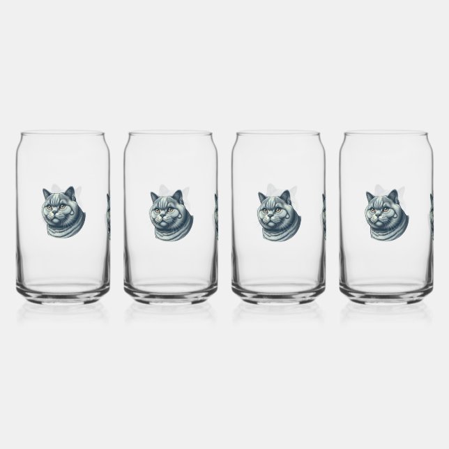 set of 4 cat glasses (Front)