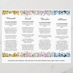 Set of 4 Editable LDS Young Women Theme Bookmarks