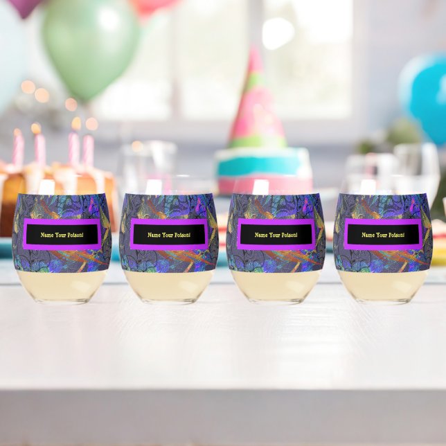 Set of 4 Name Your Poison Stemless Wine Glass (Insitu (Birthday))