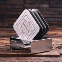 Set of 4 Single Initial Square Steel Coasters