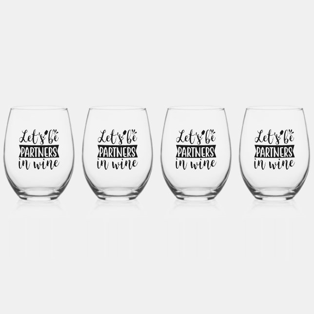 Set of 4 Stemless Wine Glasses (Front)