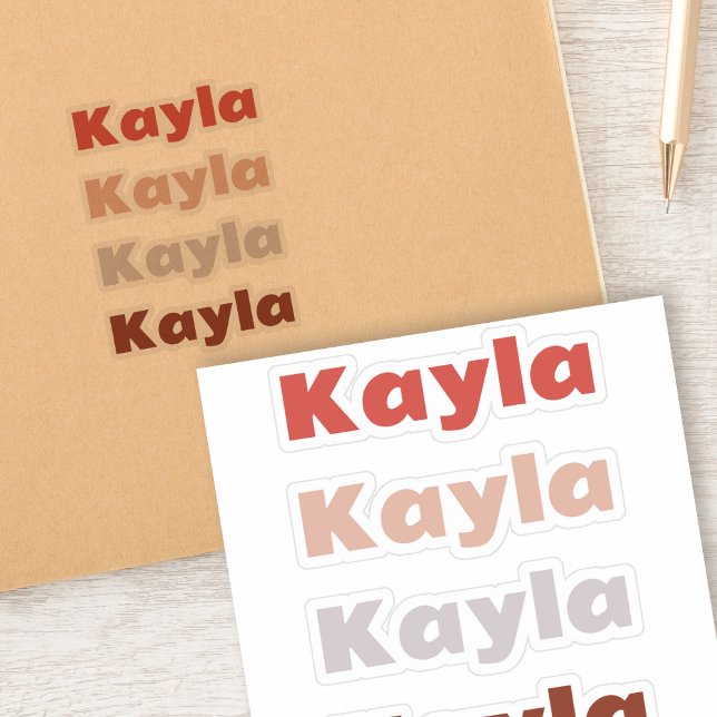 Set of 4 Trendy Coloured Name Labels Kayla Sticker (Organize with Color, Personalize with Flair! 🌈✨)
