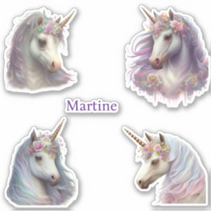Set of 4 Unicorn Personalized Name Custom Cut