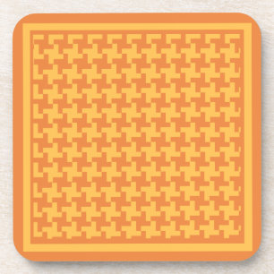 Set of 6 Cork-backed Coasters, Orange Dogstooth Coaster