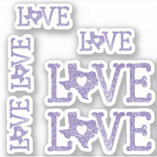 Set of 6 Distressed Texas Love Periwinkle Purple