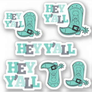 Set of 6 Hey Y'All - Texas Boots Custom-Cut