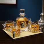 Set of 6 Love & Marriage Tray, Decanter & Glasses<br><div class="desc">Though the years pass from the wedding to the first anniversary, to the silver anniversary and beyond, each year is a commemoration of your journey. Our Love & Marriage custom whiskey decanter tray is the perfect gift for couples who love to drink, together and with friends. The stand is made...</div>