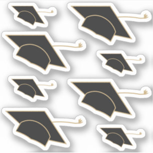 Set of 8 Black Graduation Caps Custom-Cut