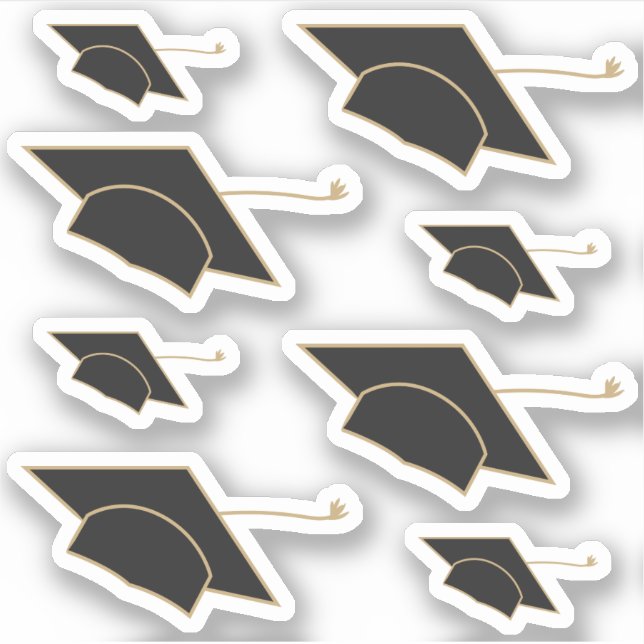 Set of 8 Black Graduation Caps Custom-Cut (Front)