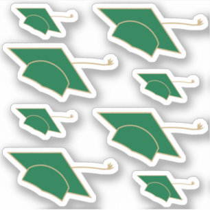Set of 8 Green Graduation Caps Custom-Cut