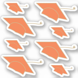 Set of 8 Orange Graduation Caps Custom-Cut