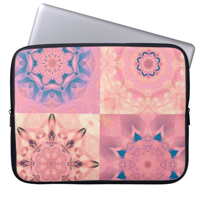 Set of abstract pastel fractals with kaleidoscopic laptop sleeve (Front)