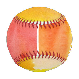 Set of abstract  watercolor hand painted baseball