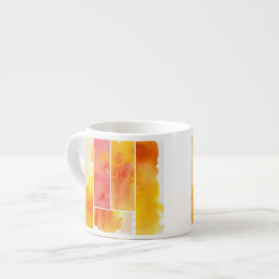 Set of abstract  watercolor hand painted espresso cup