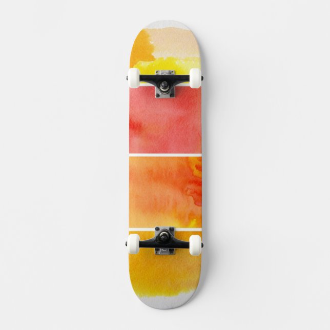 Set of abstract  watercolor hand painted skateboard (Front)