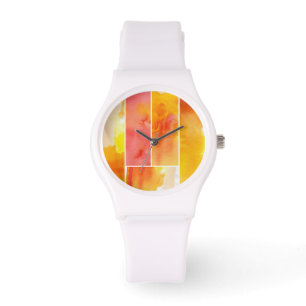 Set of abstract watercolor hand painted watch