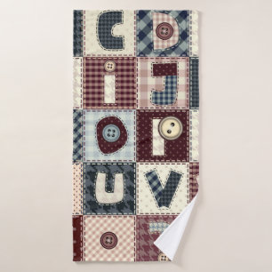 Set of alphabets letters in patchwork style. May b Bath Towel