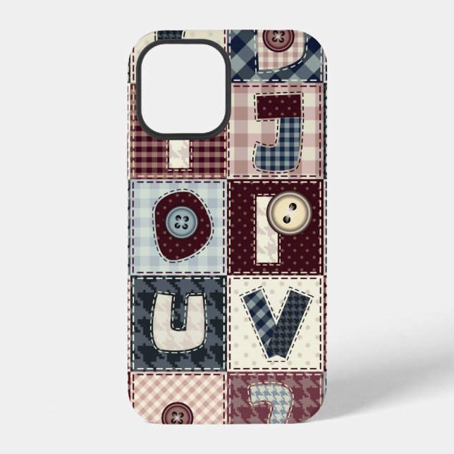 Set of alphabets letters in patchwork style. May b iPhone Case (Back)