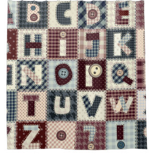 Set of alphabets letters in patchwork style. May b Shower Curtain