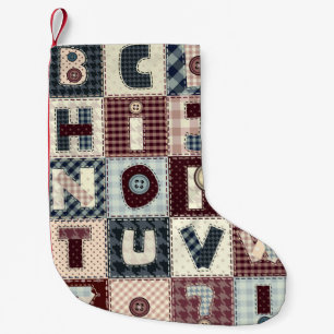 Set of alphabets letters in patchwork style. May b Small Christmas Stocking