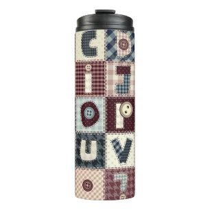 Set of alphabets letters in patchwork style. May b Thermal Tumbler