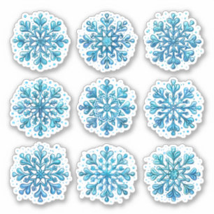 Set of Blue Snowflakes