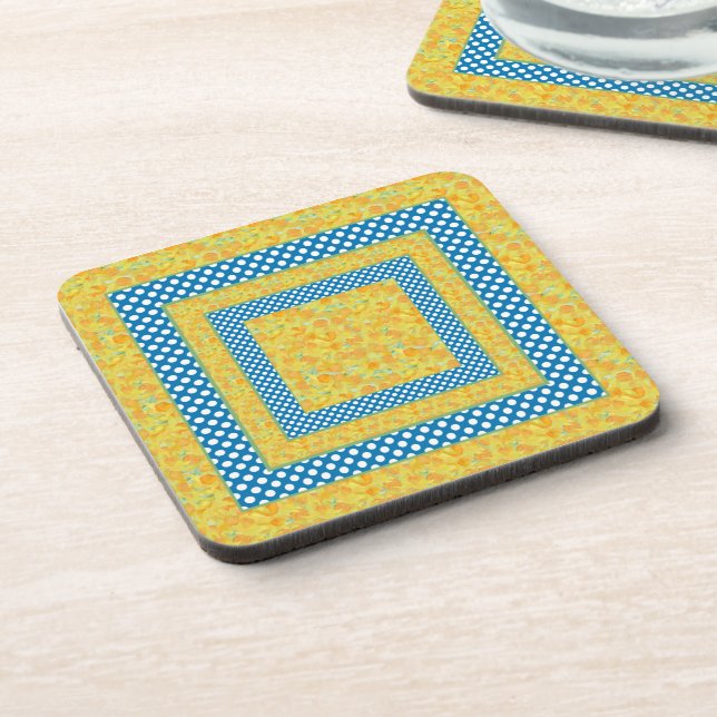Set of Coasters: Country Daffodils, Polka Dots Coaster (Left Side)