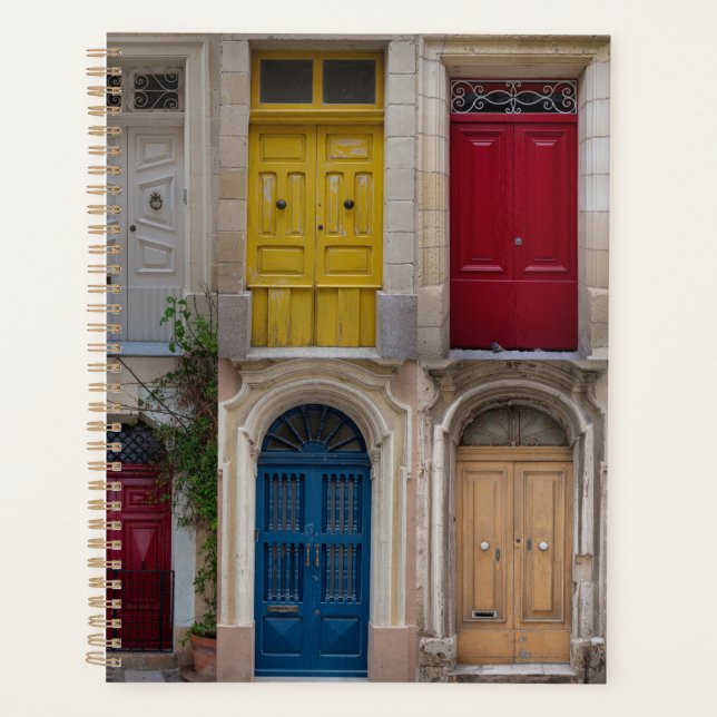 Set of colorful front doors in Malta Planner (Front)