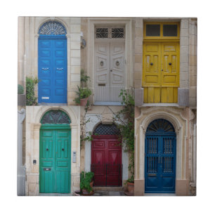Set of colorful front doors in Malta Tile