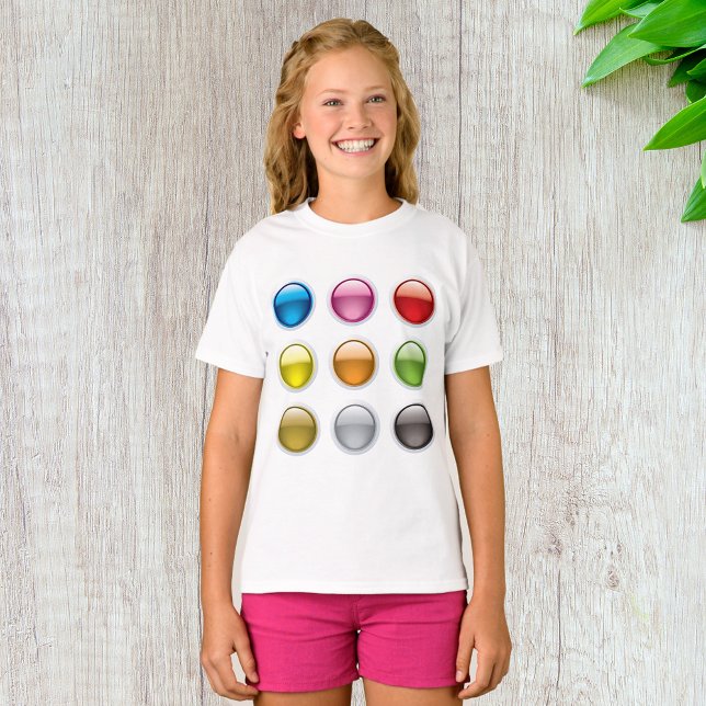 Set of Coloured Buttons Girls T-Shirt (Creator Uploaded)