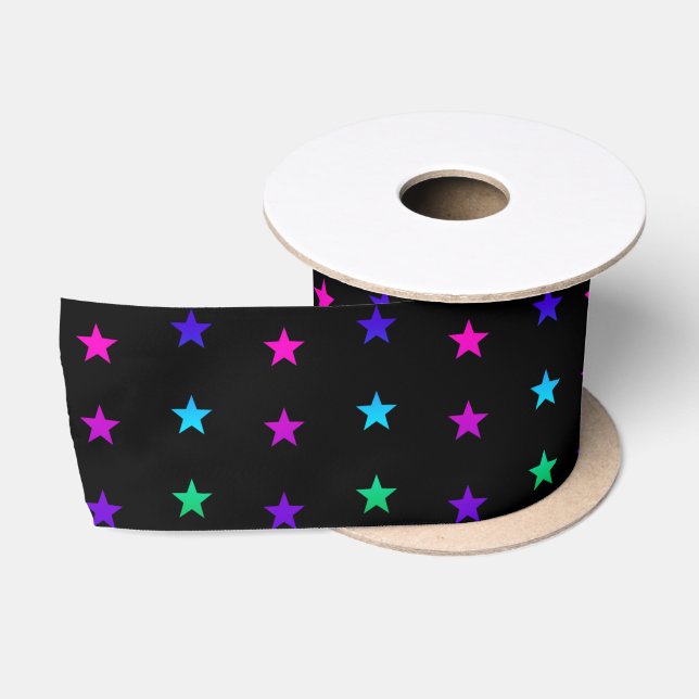 Set of Colourful Stars Satin Ribbon (Spool)