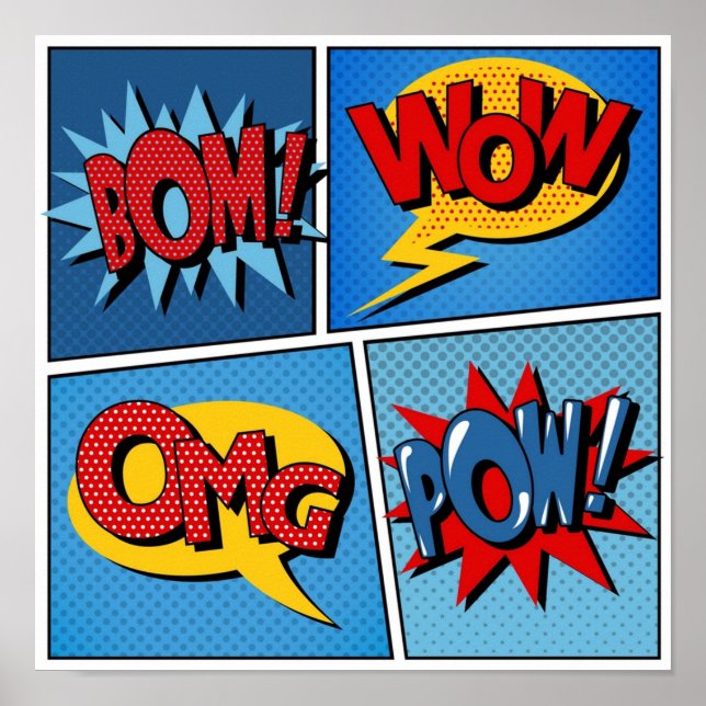 Set of Comic Bubbles in Pop Art Style Poster (Front)