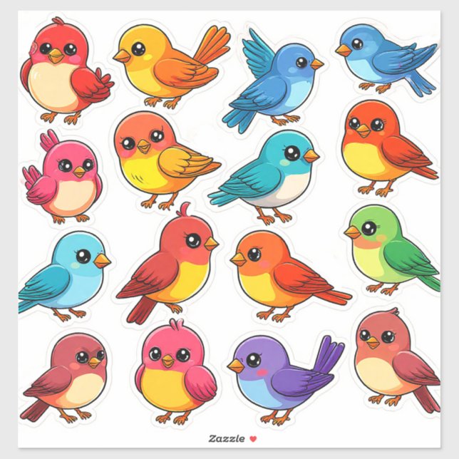 Set of Cute Cartoon Birds (Sheet)