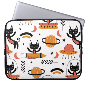 Set of cute cat illustration vintage design art. F Laptop Sleeve
