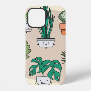 Set of cute house plants in pots. Colourful botani iPhone 12 Case