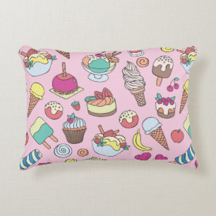 Set of different sweets. Seamless doodle pattern w Decorative Cushion