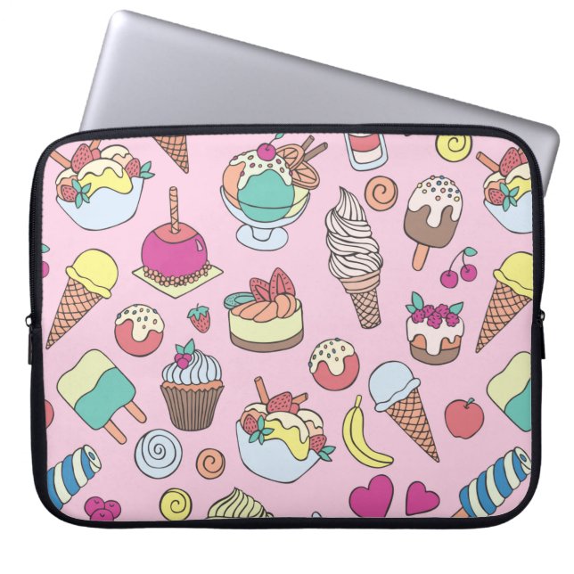 Set of different sweets. Seamless doodle pattern w Laptop Sleeve (Front)