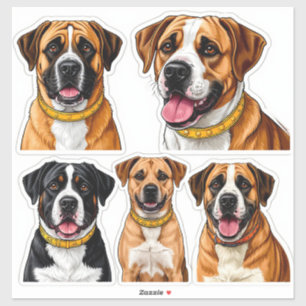 Set of Dogs stickers with Detailed Face