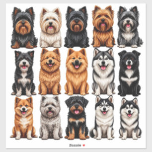 Set of Dogs stickers with Detailed Face