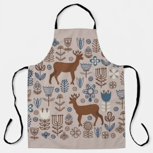 Set of flower elements in the Scandinavian style, Apron