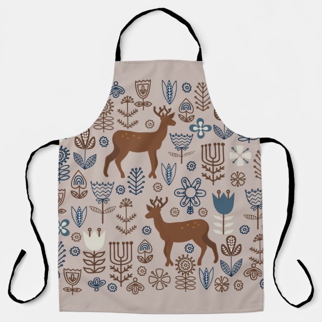 Set of flower elements in the Scandinavian style,  Apron (Front)