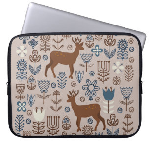 Set of flower elements in the Scandinavian style,  Laptop Sleeve