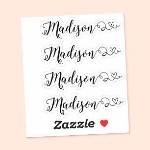 Set of Four Calligraphy Name Stickers