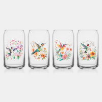 Set Of Four Hummingbirds Floral Wreath