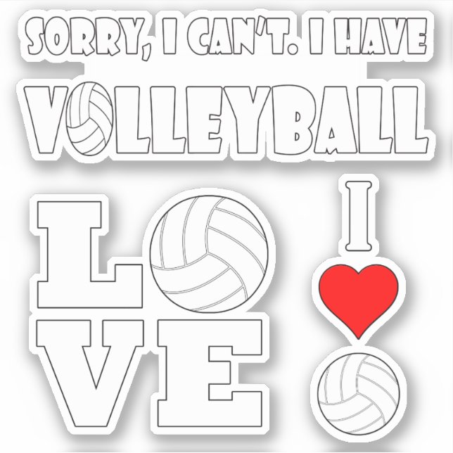 Set of Fun Volleyball Player or Team Cute Sports (Front)