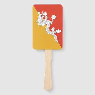 Set of hand fan with flag of Bhutan