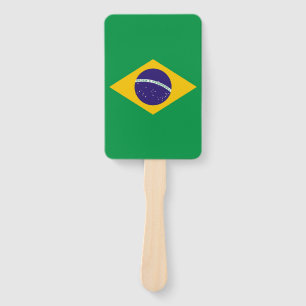 Set of hand fan with flag of Brazil