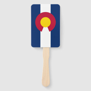 Set of hand fan with flag of Colorado, USA
