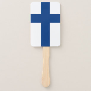 Set of hand fan with flag of Finland